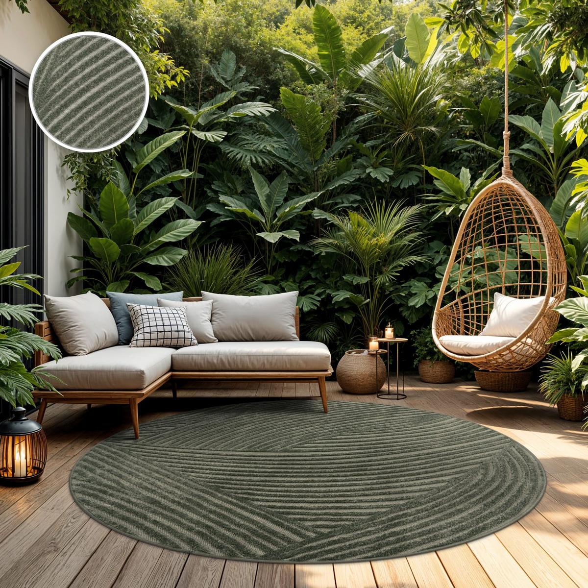 OUTDOORTEPPICH Boho Grün 160 x 160 cm - Grün, Kunststoff (160/160cm) - TT Home