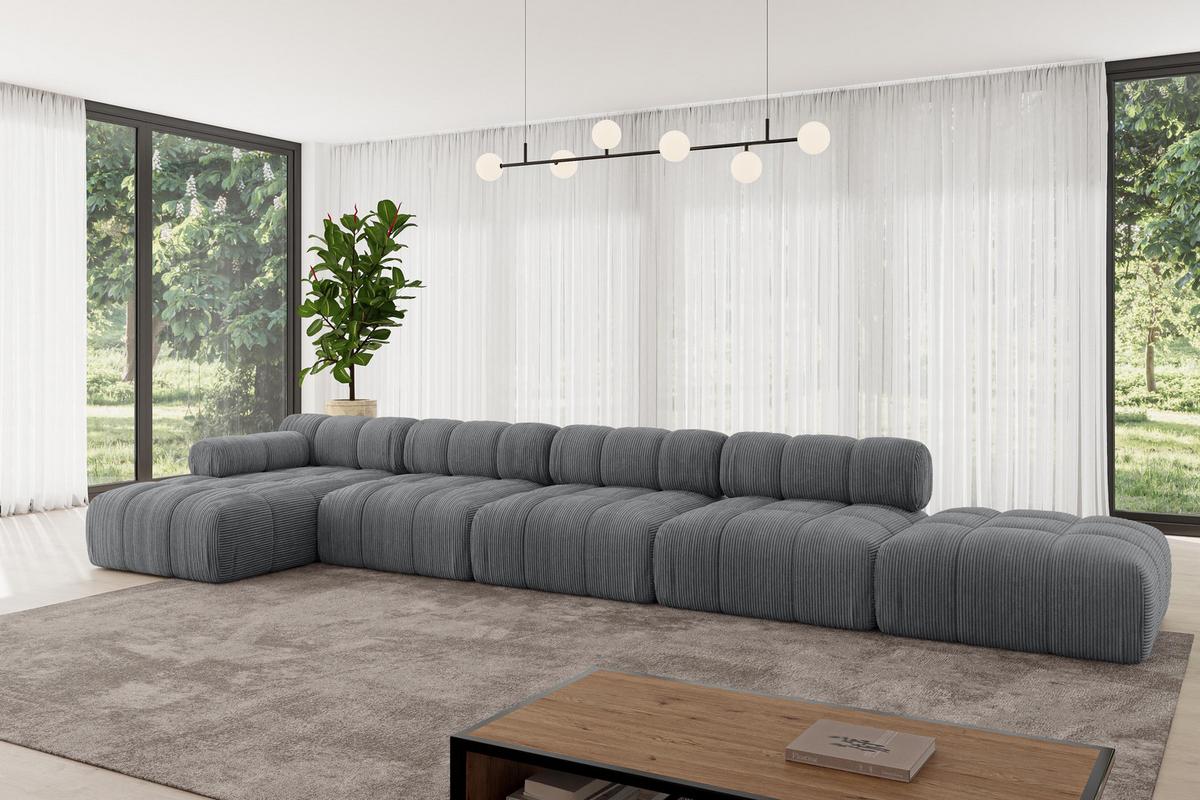 ECKSOFA modulares Sofa Lizur-L3 - 475x160x70 cm Dunkelgrau Cord - Dunkelgrau, Holzwerkstoff/Textil (475/160cm) - ALTDECOR