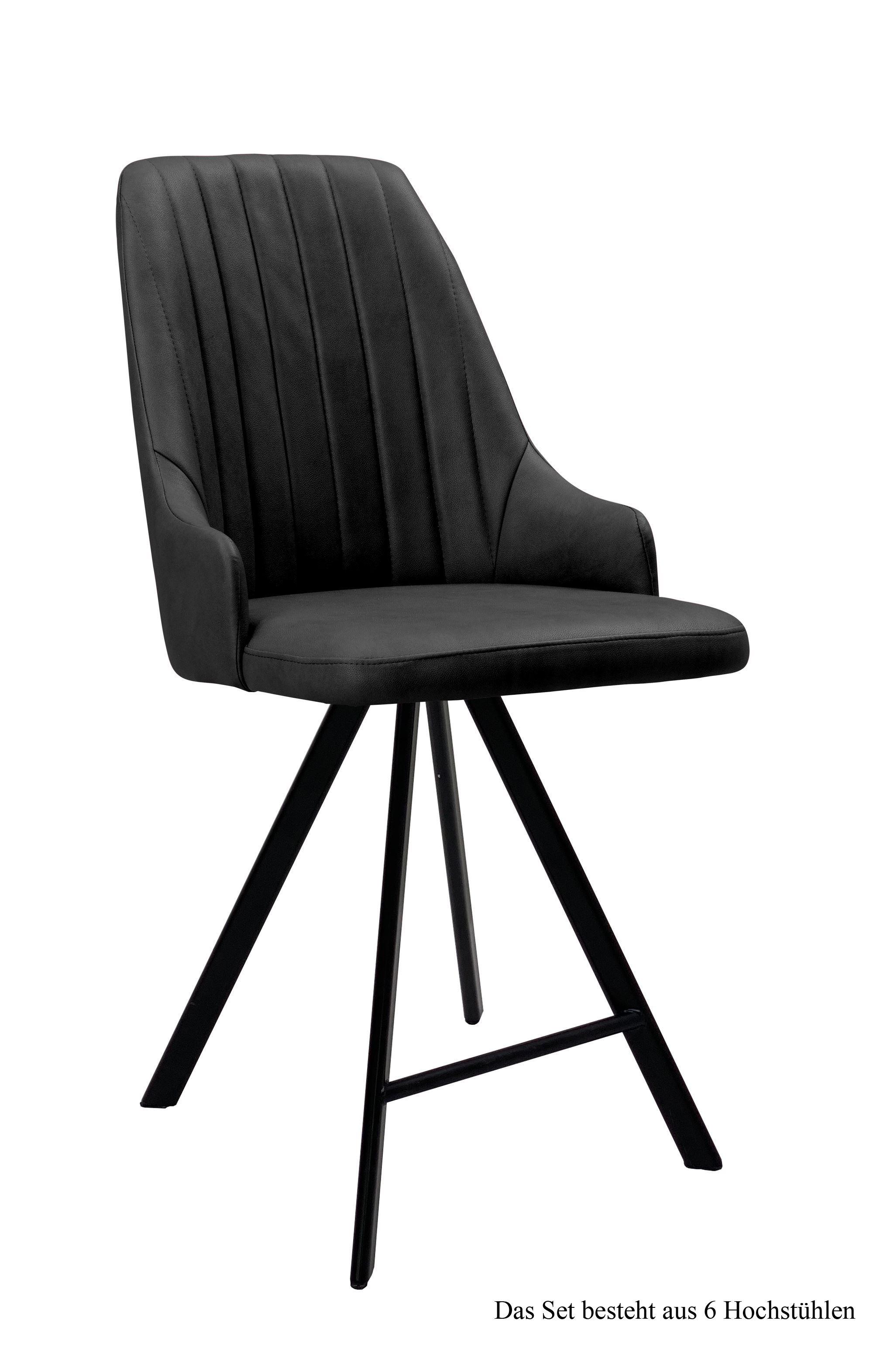THEKENSTUHL drehbar (6er-Set) Diannah 52x108x60 Schwarz/Anthrazit - Anthrazit/Schwarz, Kunststoff (60/108/52cm) - 58aufmkessel