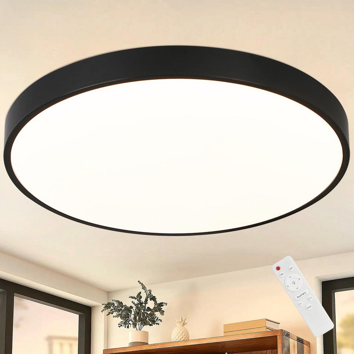 LED-DECKENLEUCHTE Silvia 37/37/3 cm - Schwarz, Kunststoff (37/37/3cm) - Nettlife