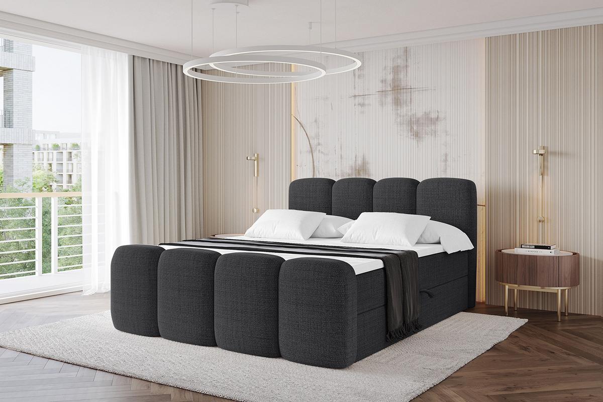 BOXBETT mit Matratze H4 und Lattenrost - NINA-Z - 120x200 cm - Schwarz - Schwarz, Holzwerkstoff (120/200cm)
