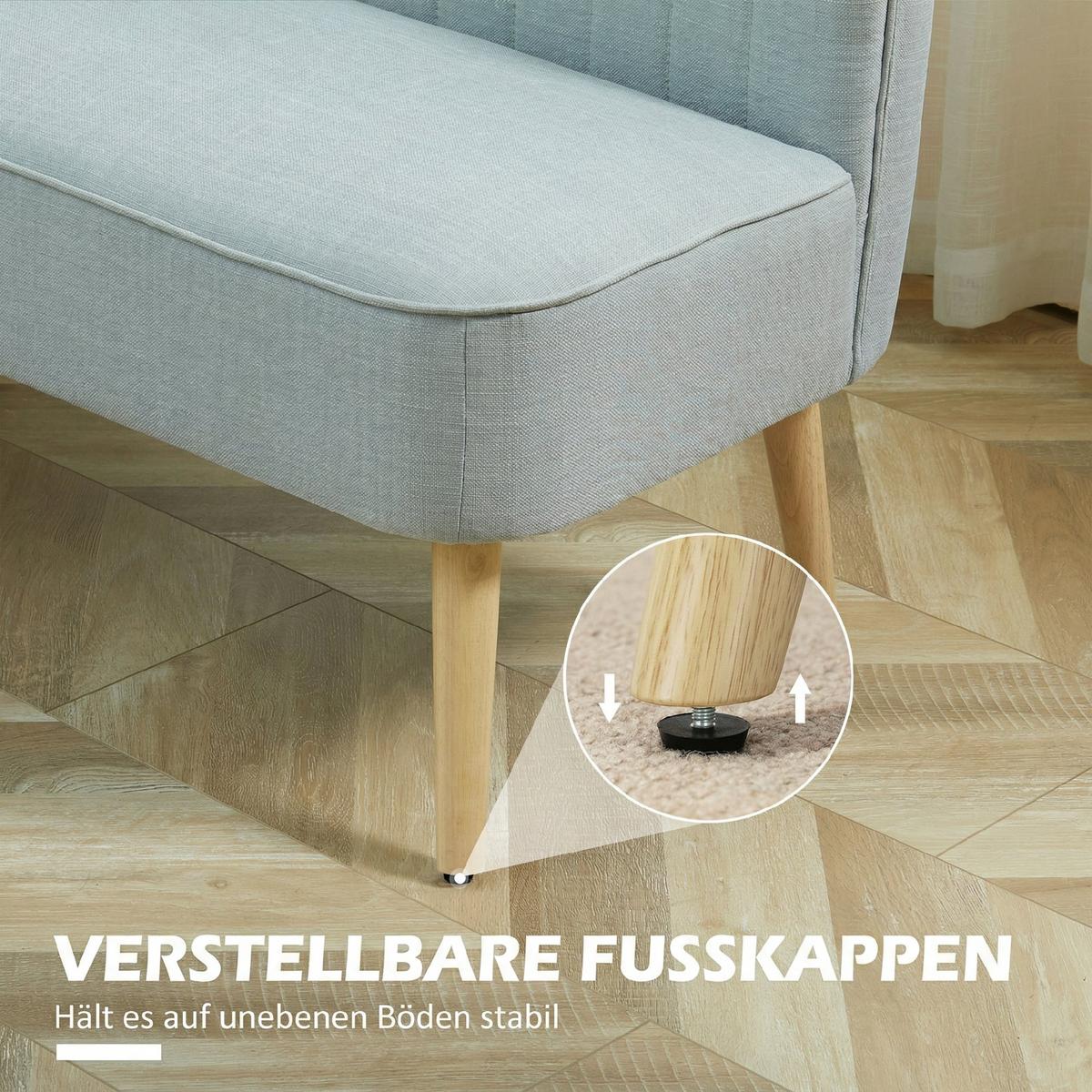 SOFA Polyester Grün - Hellgrün/Naturfarben, Holz/Textil (56.5/77/117cm) - HOMCOM