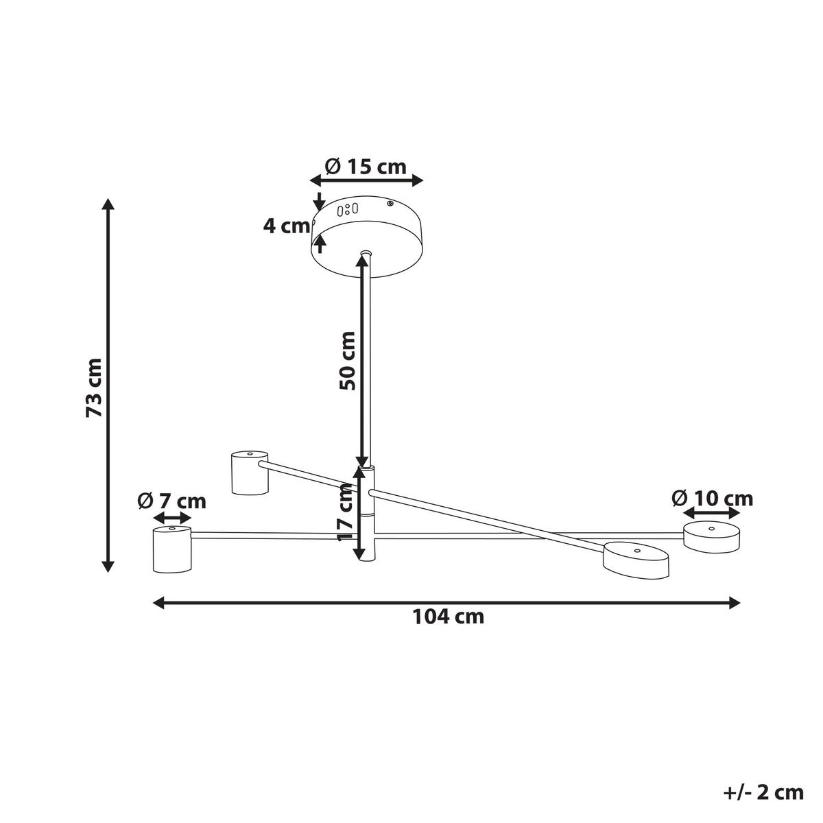 HÄNGELAMPE Bandon 30/104/73 cm - Goldfarben, Metall (30/104/73cm) - Beliani