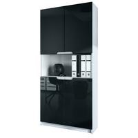 BÜROSCHRANK Logan Fronten in Schwarz Hochglanz - Schwarz Hochglanz, Holzwerkstoff (82/184/37cm) - Vladon