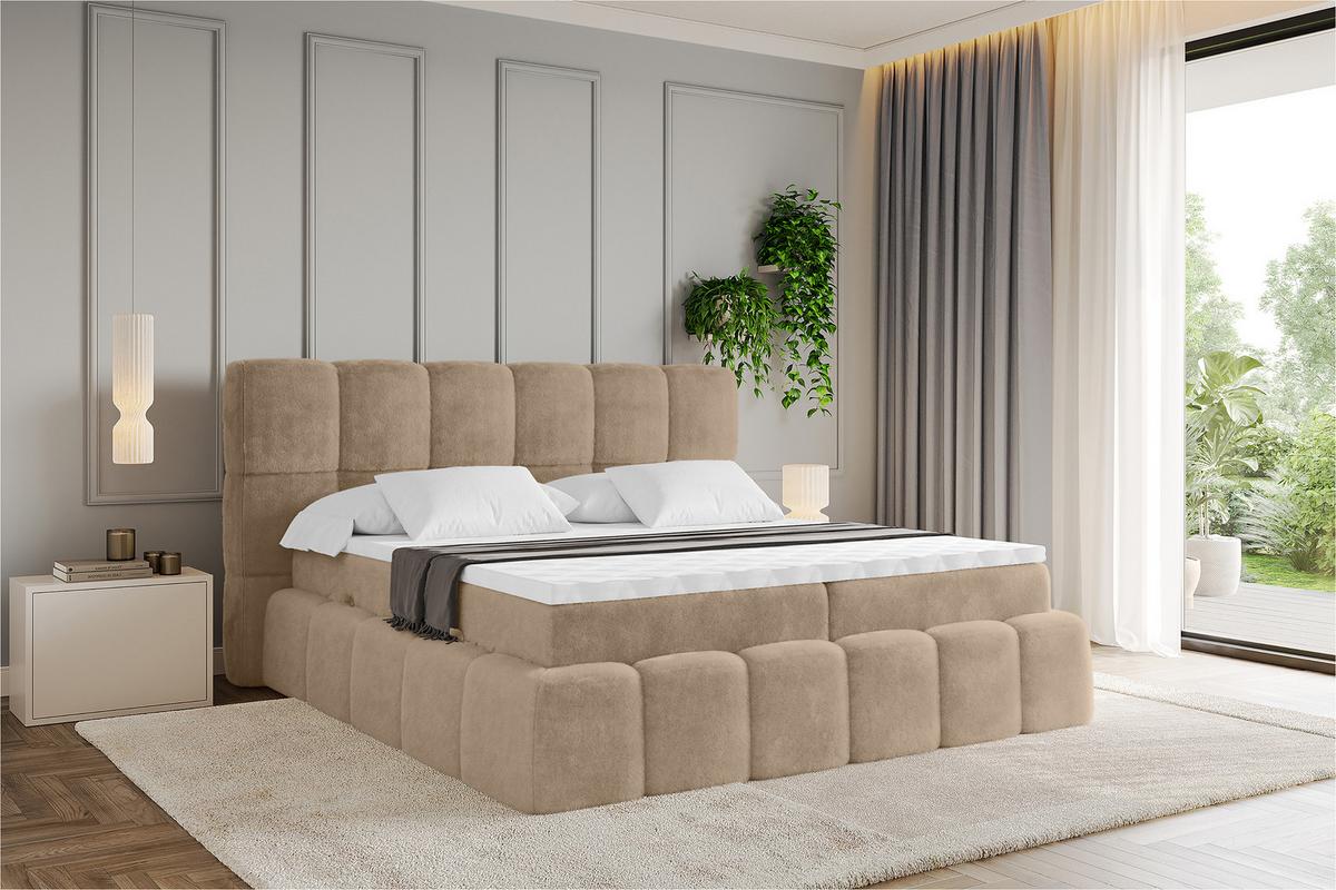 BOXBETT - AURI-H3 - 180x200 Beige Lapitt - Cappuccino, Holzwerkstoff (180/200cm) - ALTDECOR