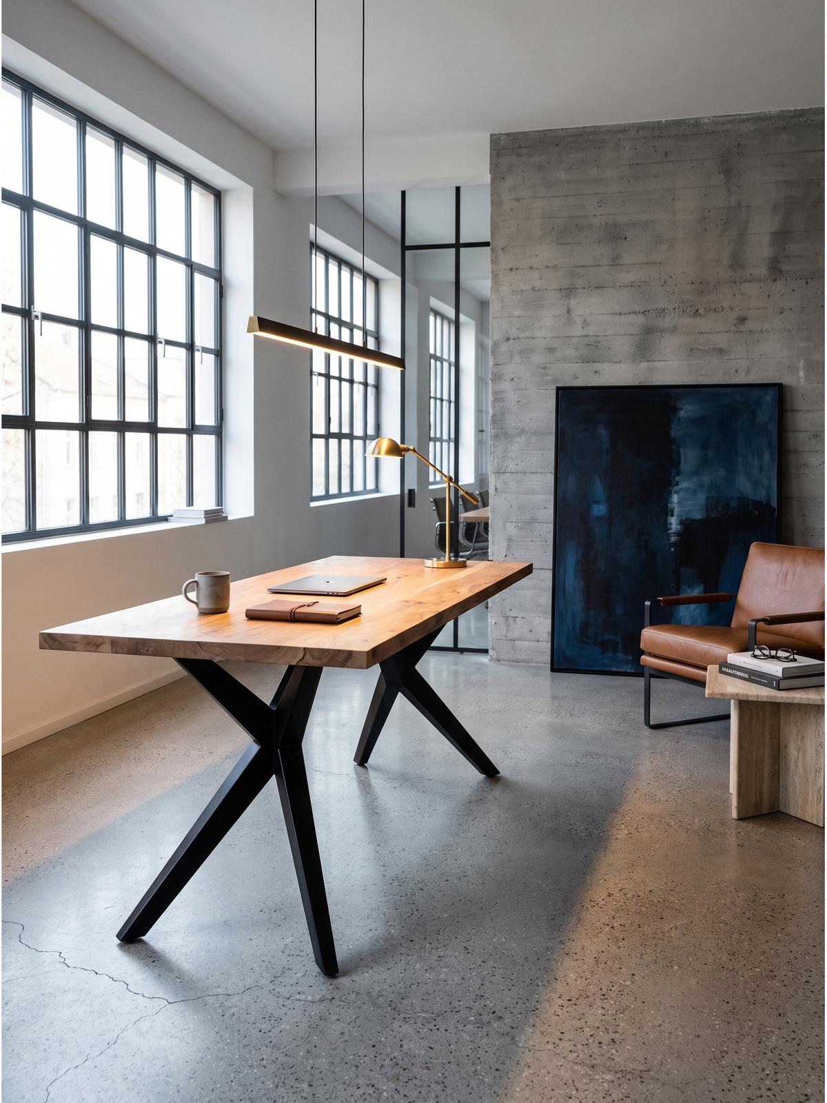 SCHREIBTISCH BLAVET, Akazie Massivholz, Akazie-Schwarz, 200 x 100 x 76 cm - Schwarz/Akaziefarben, Holz/Metall (100/200/76cm) - KADIMA DESIGN