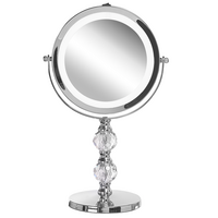 KOSMETIKSPIEGEL silber mit LED-Beleuchtung 18 cm Claira - Silberfarben, Glas (18/34/13cm) - Beliani