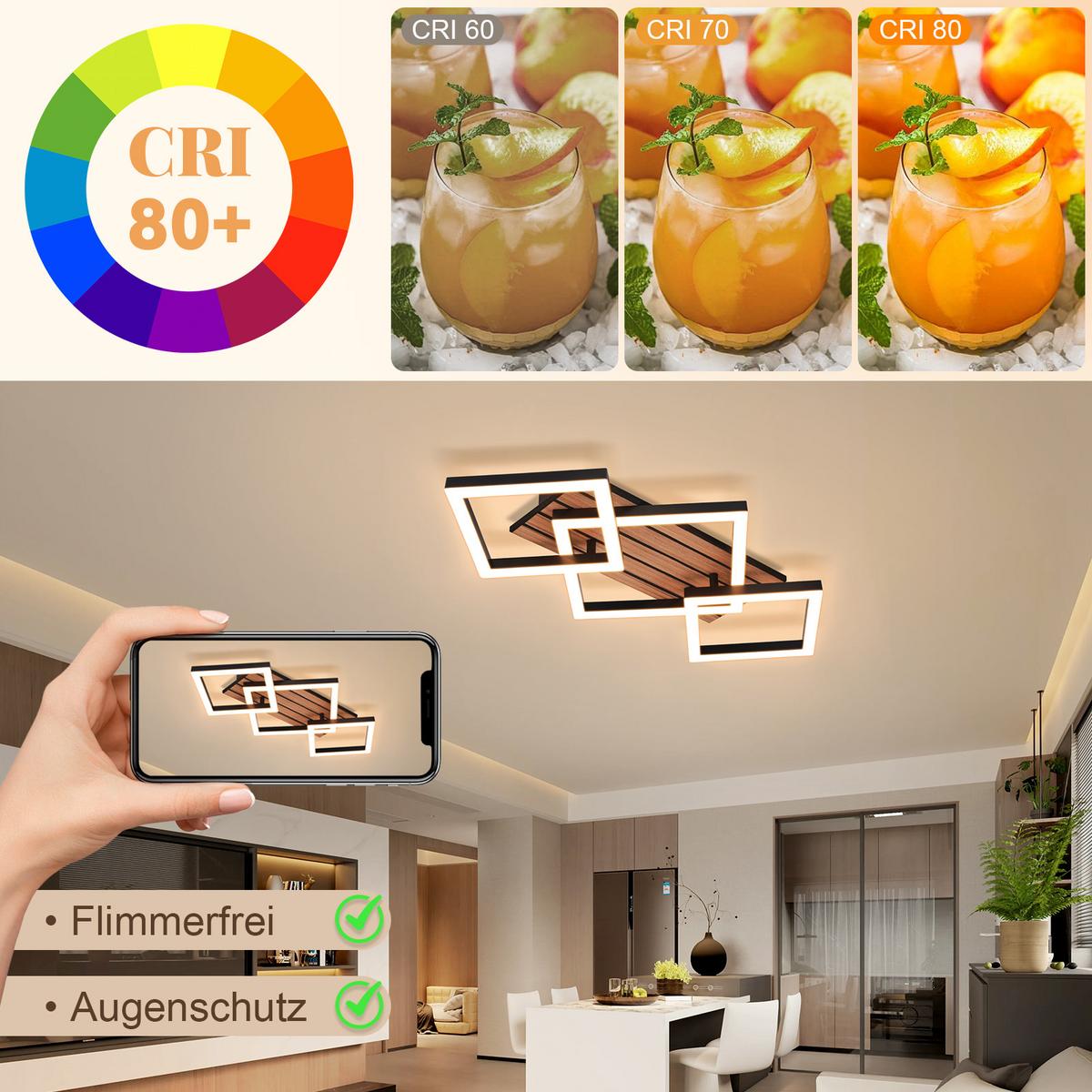 LED DECKENLEUCHTE Daxenli 58/31/8 cm - Schwarz, Kunststoff/Metall (58/31/8cm) - ZMH