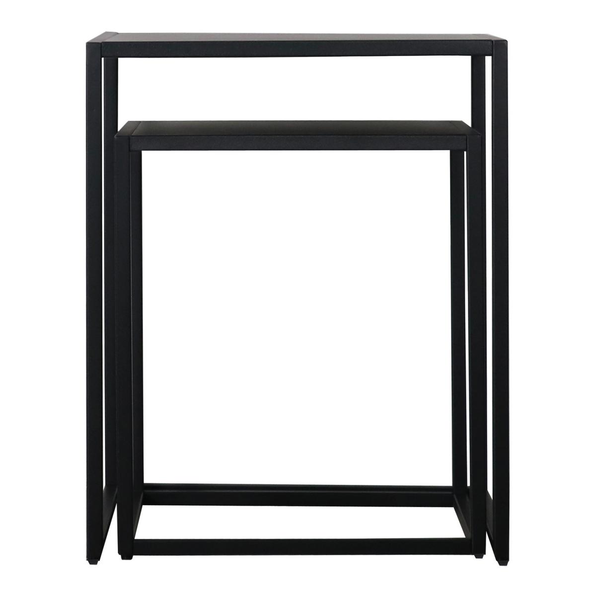 BEISTELLTISCH-SET 2 TLG. Vejen - Schwarz, Metall (40/40/49cm) - [en.casa]