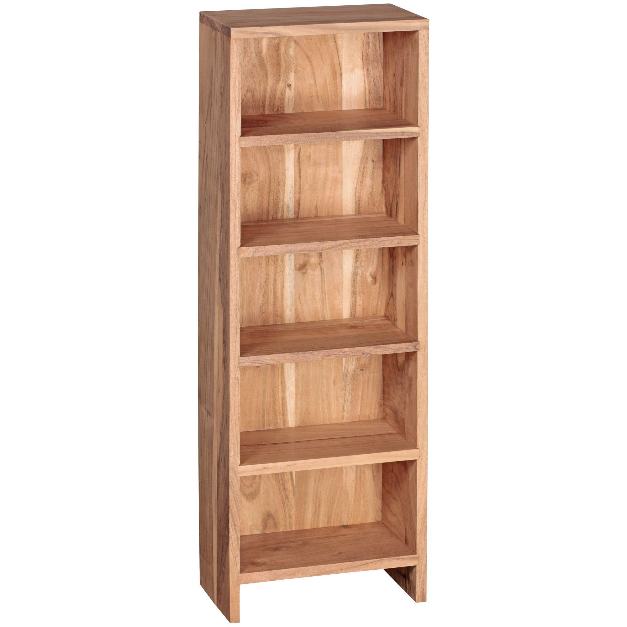 CD-REGAL Massivholz 5 Fächer Landhausstil MUMBAI, Akazie 30x17x90 cm - Akaziefarben, Holz (30/90/17cm) - KADIMA DESIGN