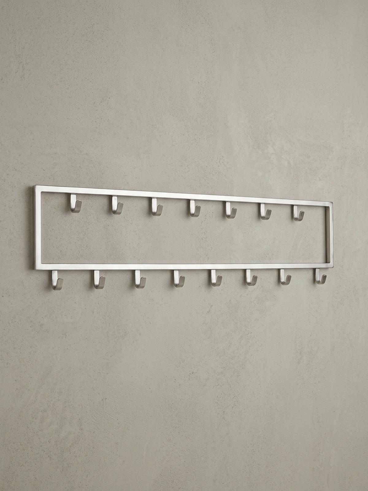 WANDGARDEROBE Metall Silber Modern mit 15 Haken - Silberfarben, Metall (80/20/4cm) - KADIMA DESIGN
