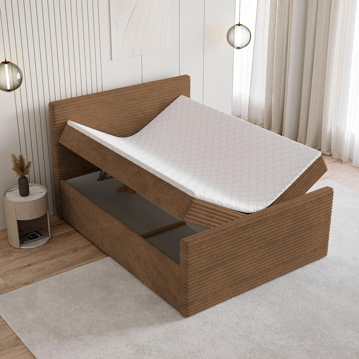 BOXBETT NOLEN 140x200 cm mit Matratze und Topper - Kupferfarben - Kupferfarben, Holz (140/200cm) - MASSENO