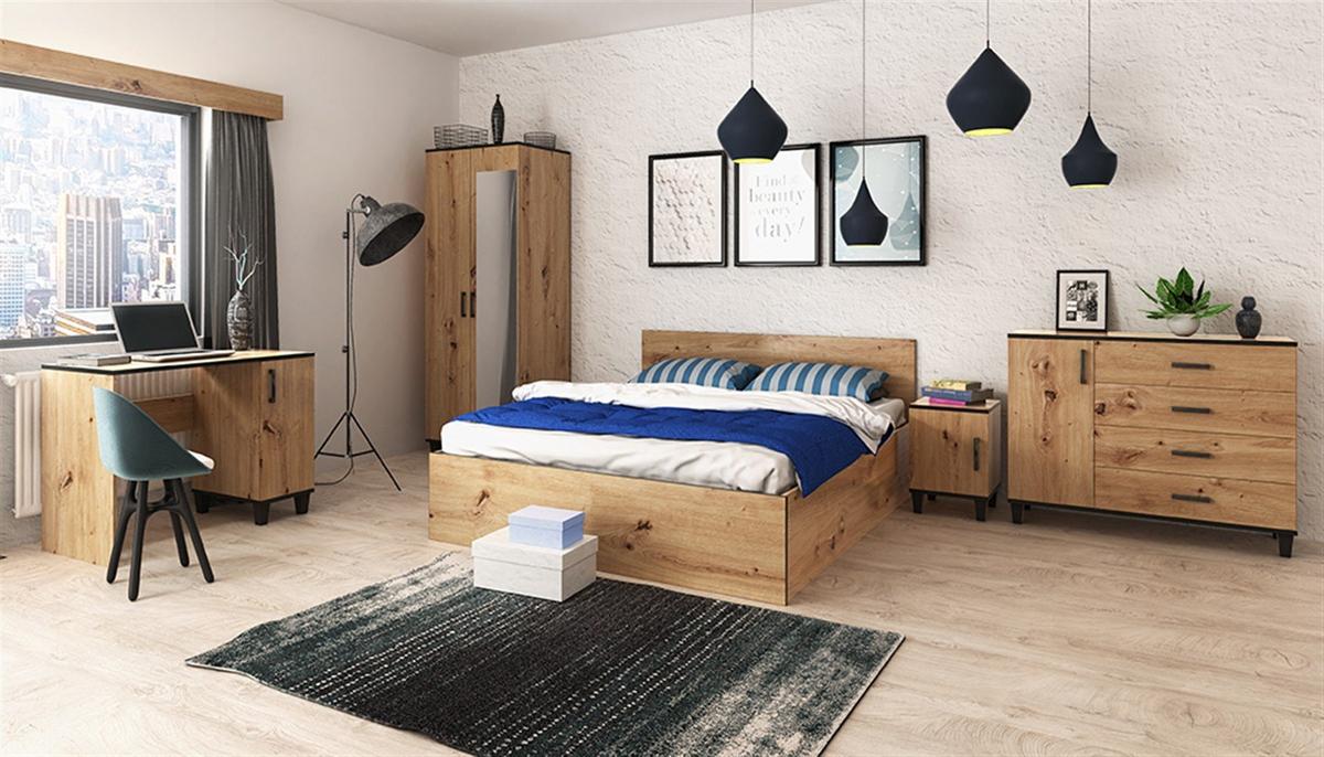 DREHTÜRENSCHRANK CORTEZA 80/193/56cm 2-türig mit Spiegel Eiche Artisan - Eiche Artisan, Holzwerkstoff (80/193/56cm) - MASSENO