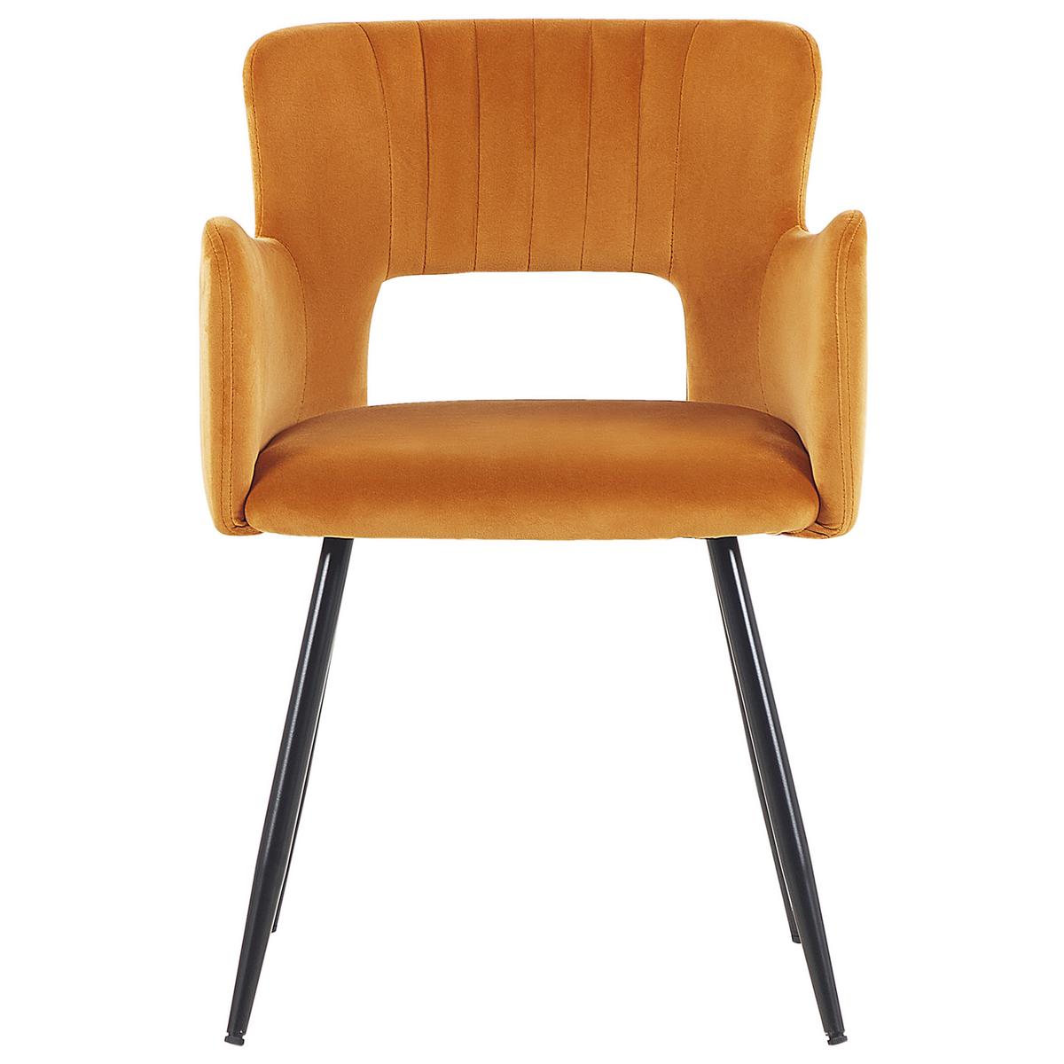 ESSZIMMERSTUHL 2er-Set Samtstoff Orange Sanilac - Orange, Textil/Metall (52/75/44cm) - Beliani
