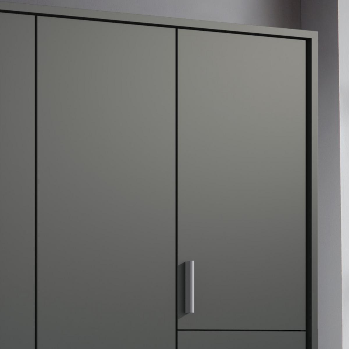 DREHTÜRENSCHRANK B273/H210/T58 cm in Grafit, Kleiderschrank mit Passepartout & 2 Spiegeltüren & Schubkästen, Griffe alufarbig / 22577 - Silberfarben/Graphitfarben, Holzwerkstoff/Kunststoff (273/210/58cm) - luma-home