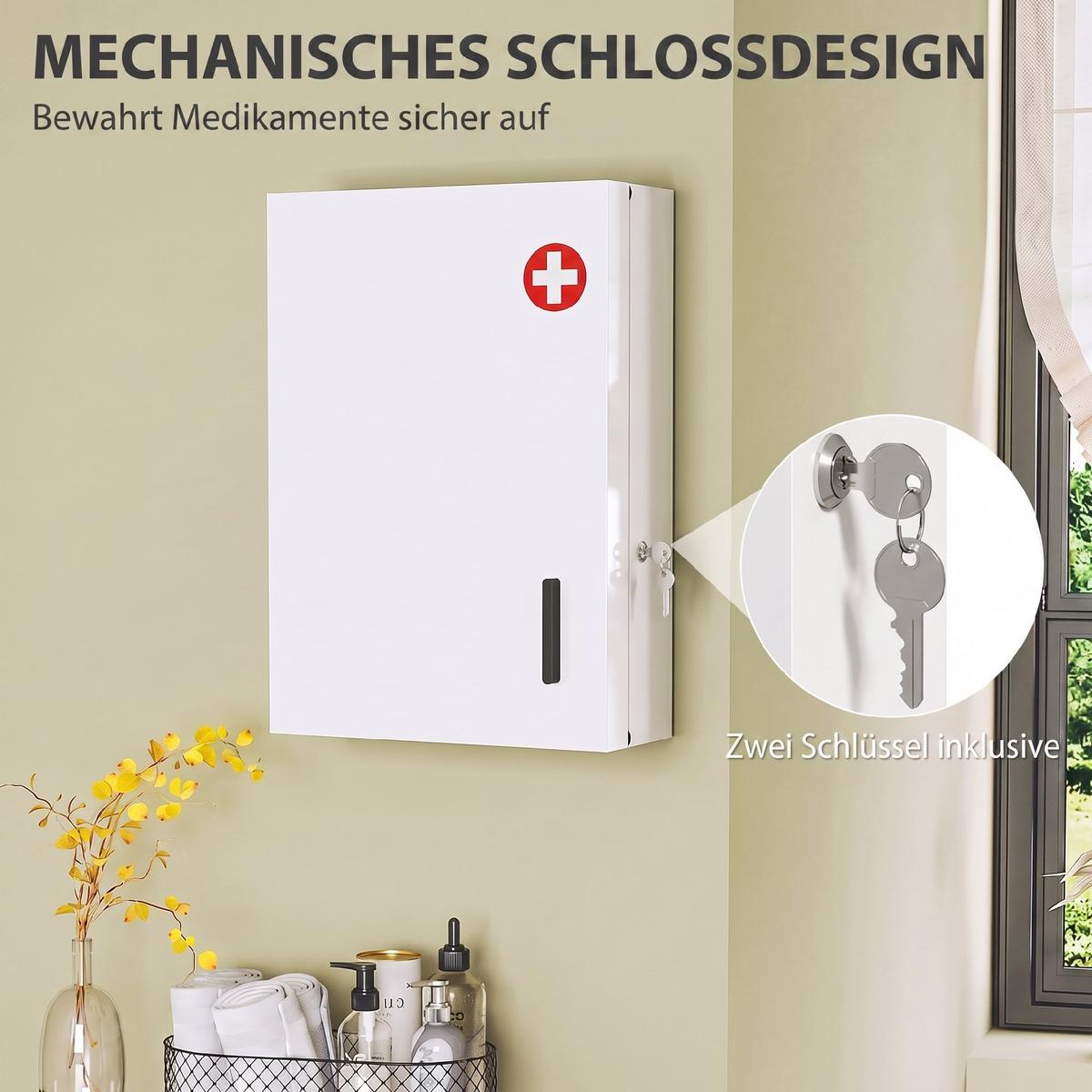 ARZNEISCHRANK Kaltgewalzter Stahl Weiß - Weiß, Metall (18/60/40cm) - HOMCOM