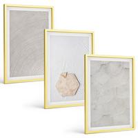 BILDER SET 3er Set - 40x60 cm Goldrahmen - Leichte Boho-Sandtexturen - Goldfarben, Kunststoff (40/60cm) - TULUP