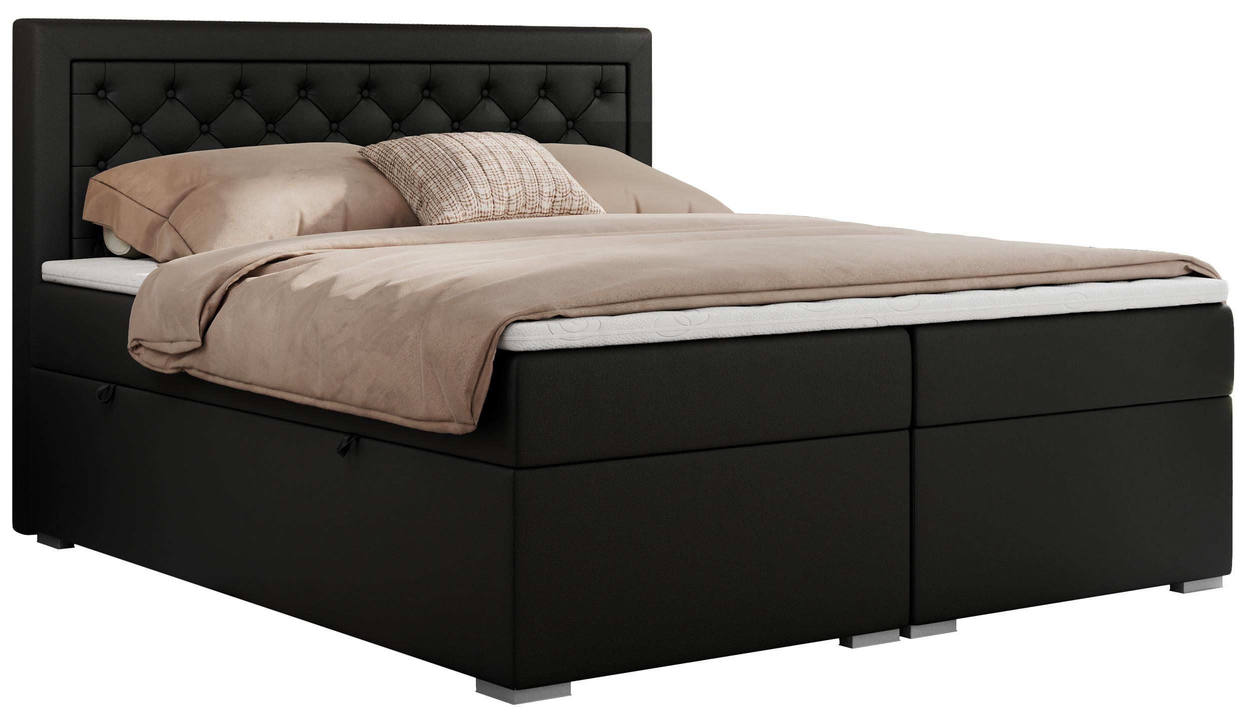 BOXBETT JASIR 120/200 - Schwarz Kunstleder - H4 - Schwarz, Holz/Textil (120/200cm) - MKS