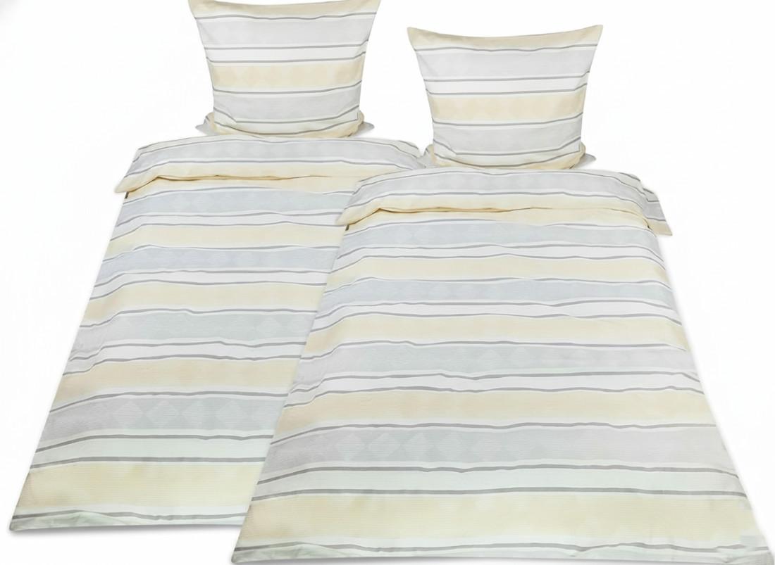 BETTWÄSCHE Viola 155x220cm + Kissenbezug 80x80cm Beige Biber (4tlg) - Beige, Textil (155/220cm) - Beautissu 