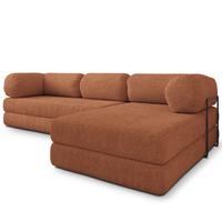 ECKSOFA KELI modulares Boneless Sofa mit Schlaffunktion Orange Boucle-Stoff - Orange, Textil (270/160cm) - MASSENO