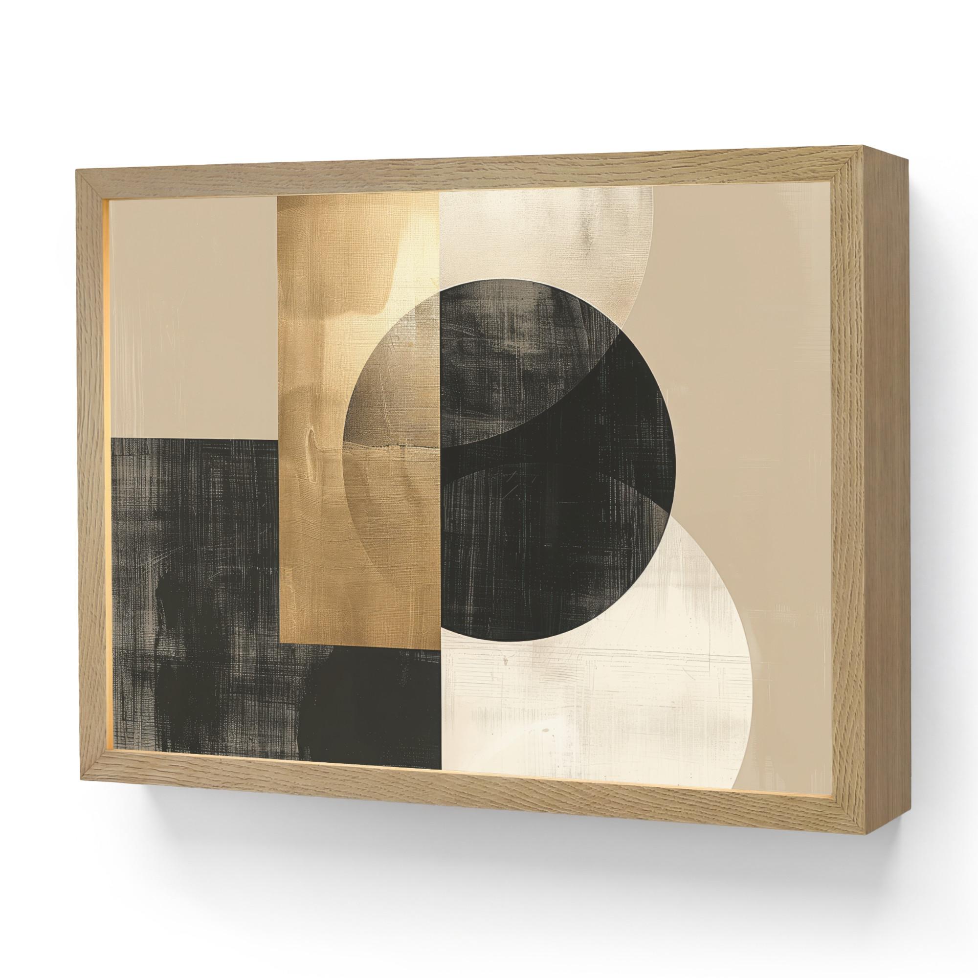 WANDLEUCHTE MIT AKKU Abstrakt - Modern - Schwarz - Gold 40x30 cm - Sandfarben, Holzwerkstoff (40/30/8cm) - OnlyWow