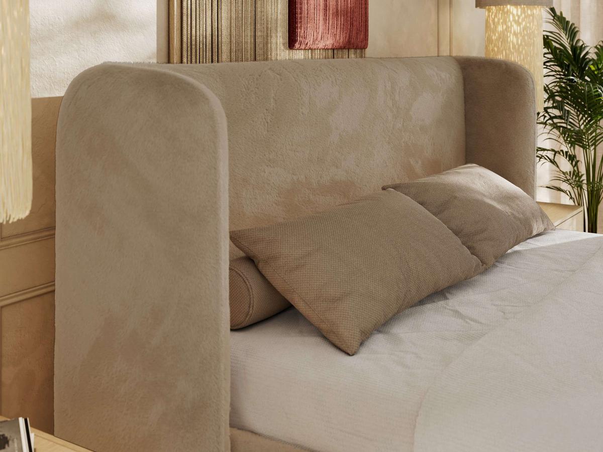 POLSTERBETT EMORA CLASSIC 160/200 - Beige Plüsch - Multipocket-Matratze - Beige, Textil (160/200cm) - MKS