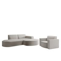 SOFASET Palma Ecksofa Sessel Ascot - Perlmutt, Holzwerkstoff/Textil (236/78/165cm) - Fun Möbel