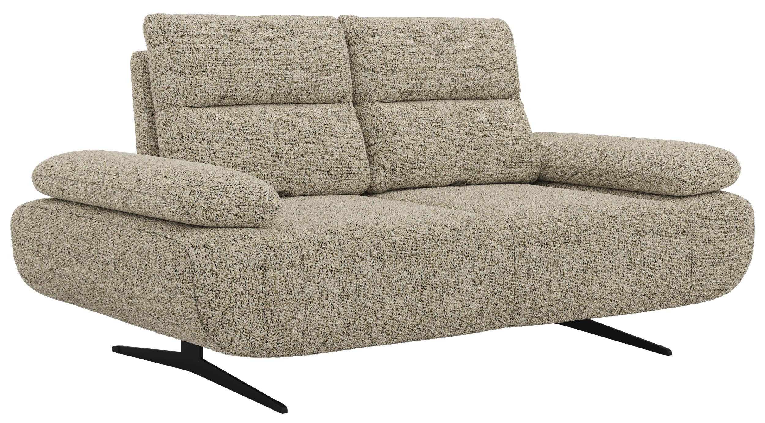 2-SITZER SOFA SORAE - Beige Stukture - Beige/Schwarz, Textil/Metall (182/94/107cm) - MKS