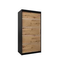SCHWEBETÜRENSCHRANK 200/100/62 2-türig - Silberfarben/Schwarz, Holz/Kunststoff (100/200/62cm) - MÖBEL KRYSPOL