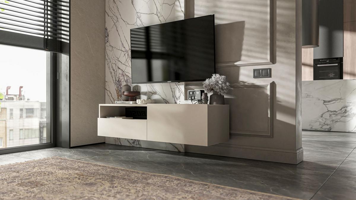 TV-SCHRANK Enjoy Kaschmir matt Schublade 120 cm - Kaschmir, Holzwerkstoff (120/30/35cm) - Meble Lindner