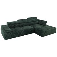 ECKSOFA RILASSO L Grün Cord - rechts - Schwarz/Grün, Kunststoff/Textil (174/296cm) - MKS