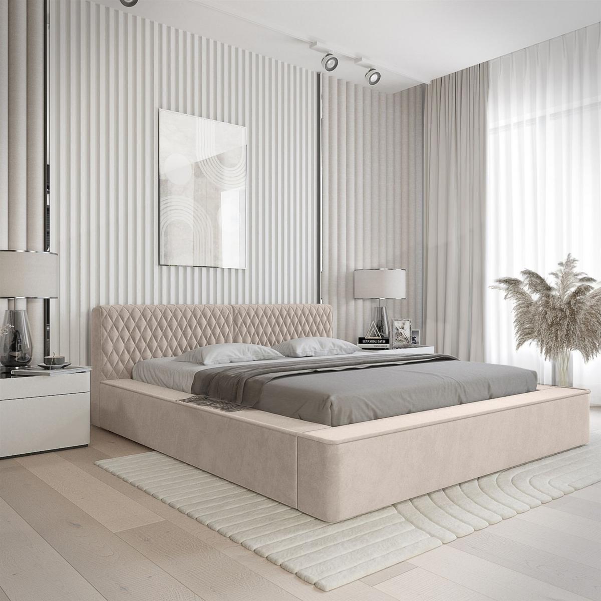 POLSTERBETT Norfolk In Ditra - Beige, Holzwerkstoff/Textil (160/200cm) - Fun Möbel