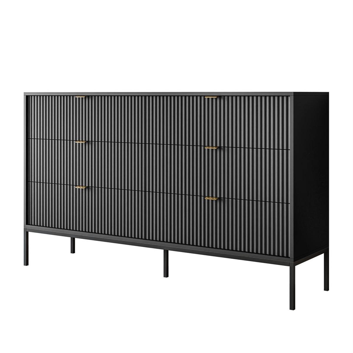 SIDEBOARD CORTADO KS154 MIT SCHUBLADEN SCHWARZ - Schwarz, Holzwerkstoff (154/91/39cm) - Lookway