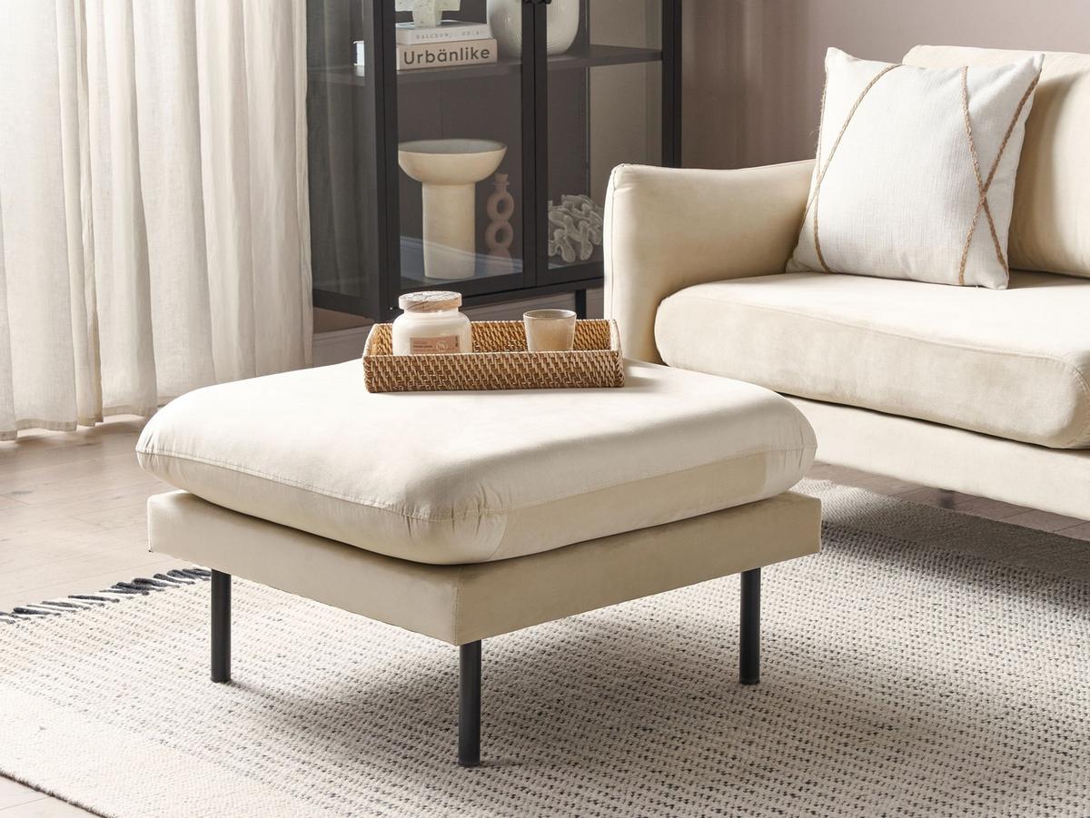 OTTOMANE Hellbeige Vinterbro - Beige/Schwarz, Textil (70/44/70cm) - Beliani