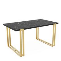 TISCH ausziehbar aus MDF, Schwarz - Goldfarben/Schwarz, Holzwerkstoff (120/80/76cm) - Idohome