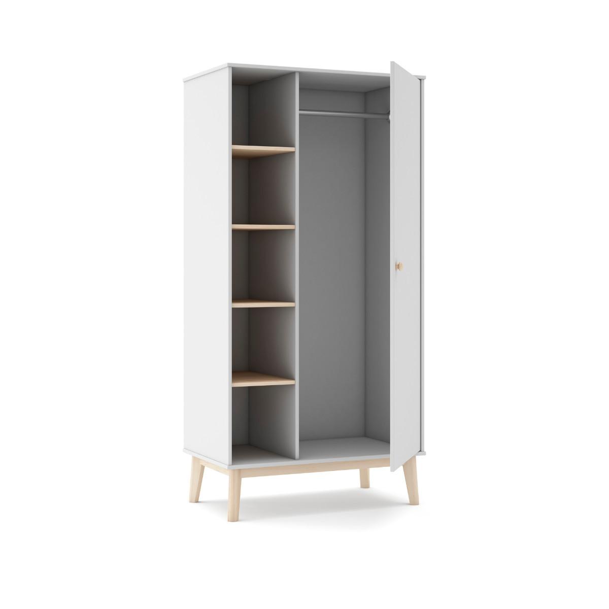 SCHRANK Esteban Weiß 90/52/181 cm - Weiß, Holz (52/181/90cm) - Calicosy