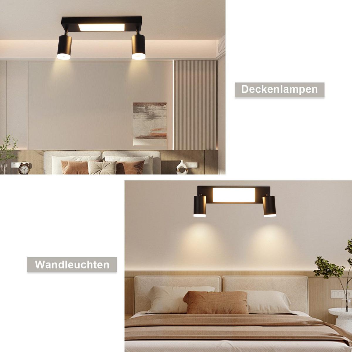 DECKENSTRAHLER Bielefeld 2-flammig 34/8/16.9 cm - Schwarz, Metall (34/8/16.9cm) - Nettlife
