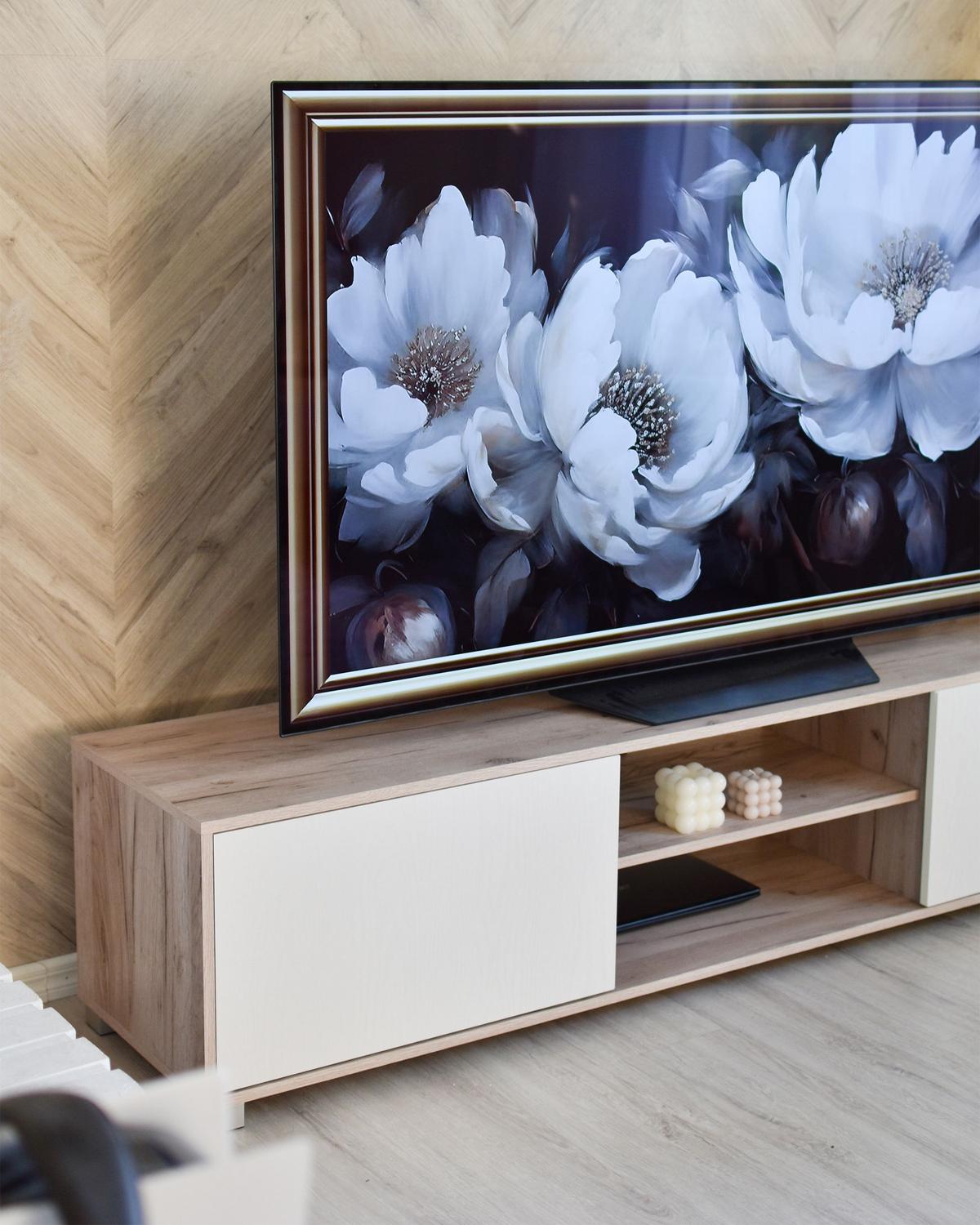 TV-MÖBEL Helleres Braun, Weiß LINCOLN 41/180/41 cm - Hellbraun, Holzwerkstoff (180/41/41cm) - Beliani