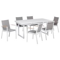 GARTENMÖBEL-SET 6-Sitzer Weiß Valcanetto/Busseto - Hellbraun/Weiß, Metall - Beliani