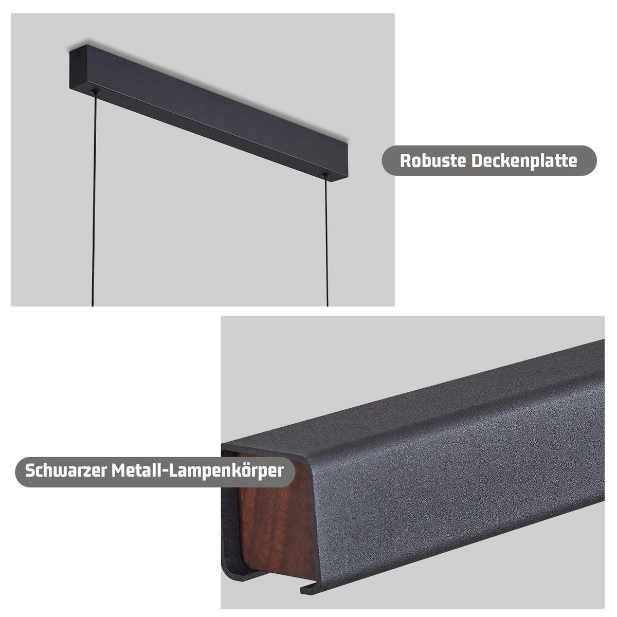 LED PENDELLEUCHTE Haleq 148.5/4.6/4.6 cm - Schwarz, Metall (148/5/4.6cm) - ZMH