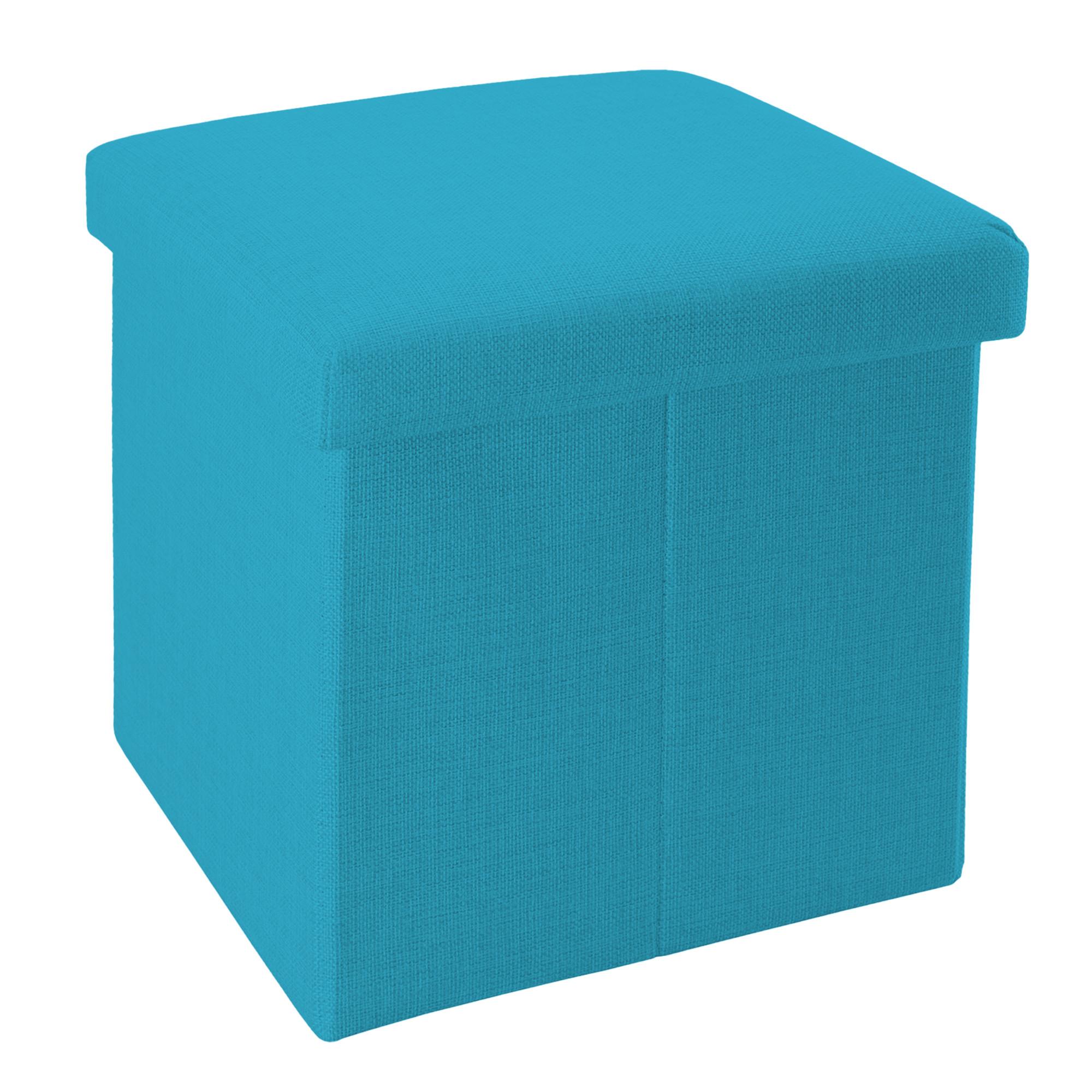 SITZHOCKER mit Stauraum 30/30/30 cm (Blau) - Hellblau, Textil (38/38/38cm) - Intirilife