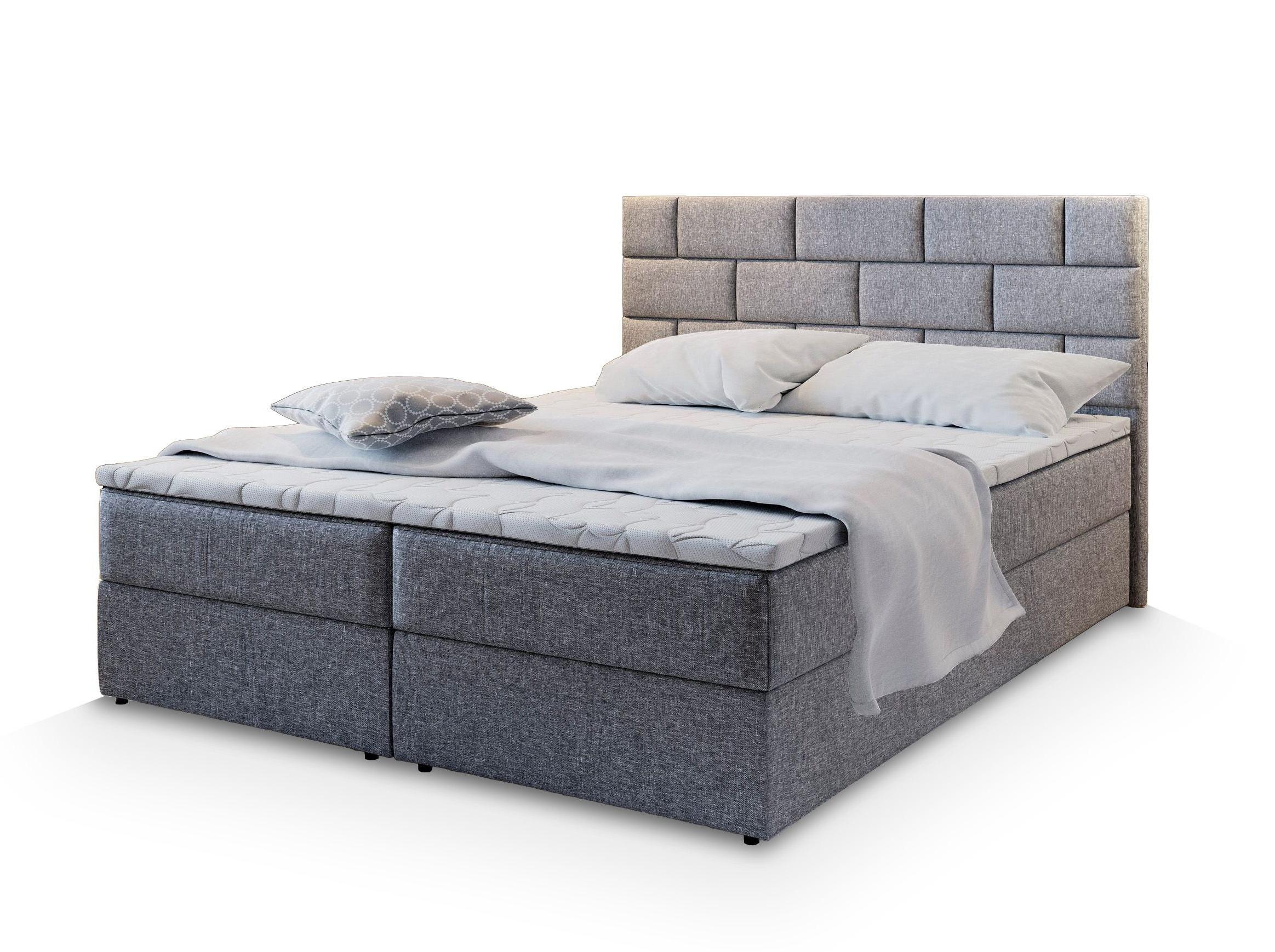 BOXBETT KERLO 140x200 cm mit Matratze und Topper - Hellgrau - Hellgrau, Holz (140/200cm) - MASSENO