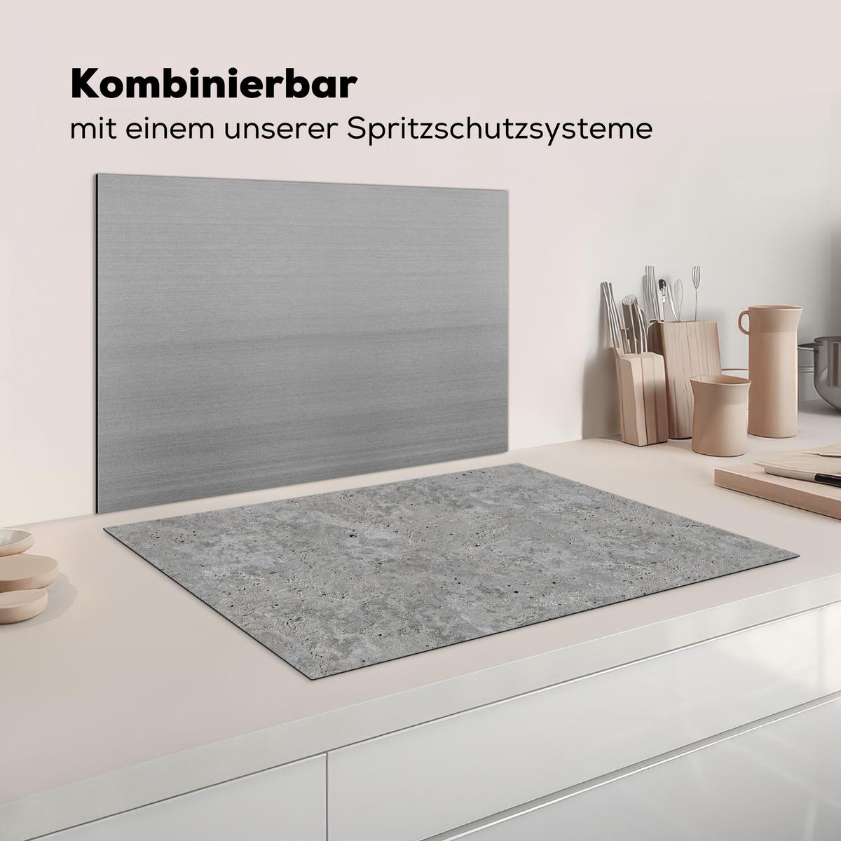 HERDABDECKPLATTE Beton - Schiefer - Grau - Struktur aus Beton Induktionsmatte 77x51 cm - Hellgrau, Kunststoff (77/51/0.2cm) - MuchoWow