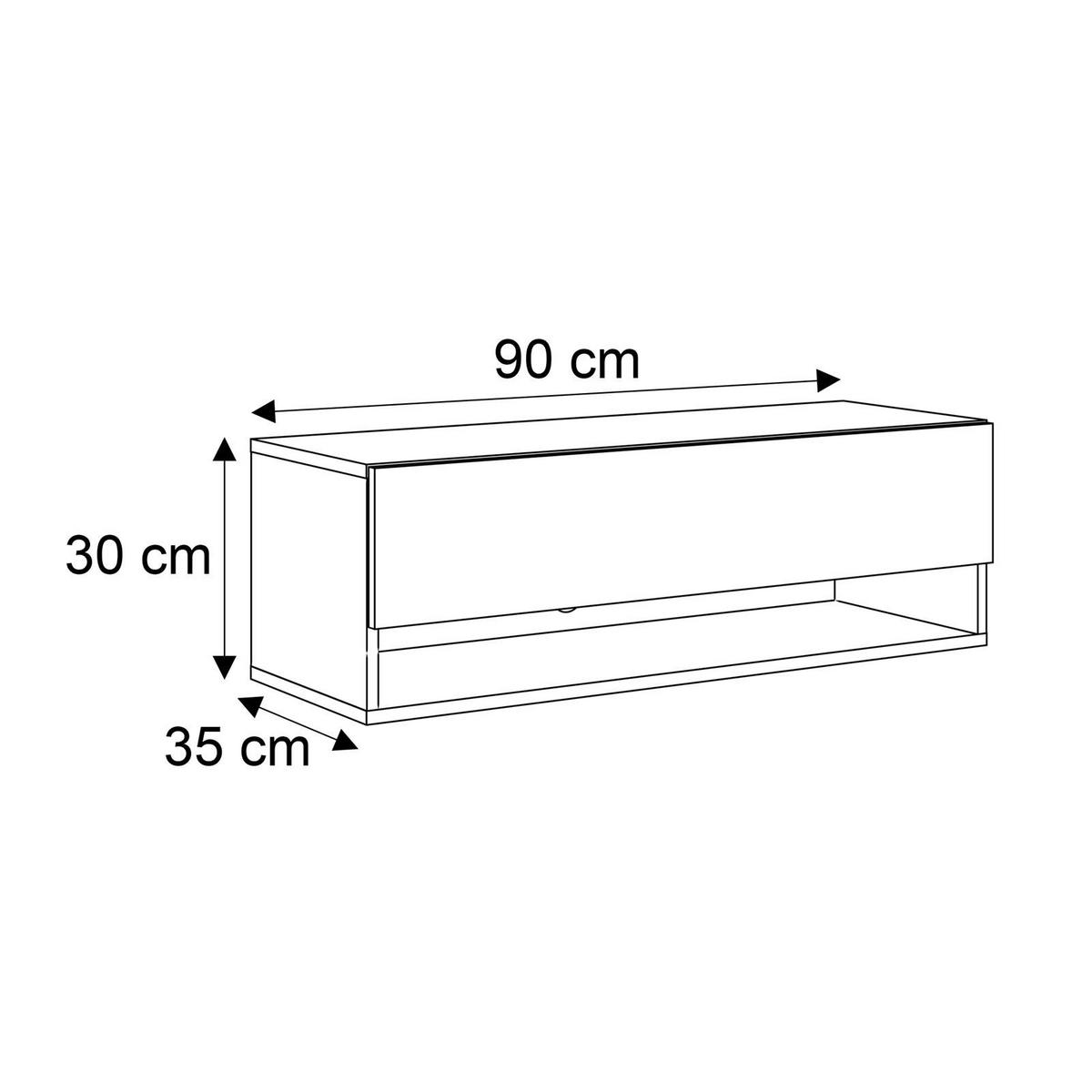 HÄNGESCHRANK TV-Möbel CALANTE 90 cm mit LED-Beleuchtung - Kaschmir, Holzwerkstoff (90/30/35cm) - Lookway