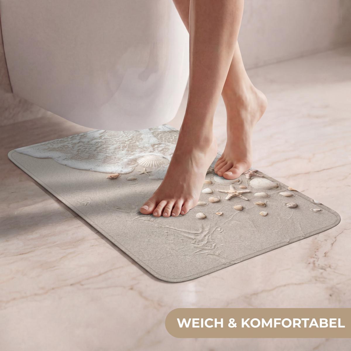 WC-VORLEGER Muscheln - Seesterne - Strand WC Teppich 40x60 cm - Sandfarben, Textil (40/1cm) - OnlyWow