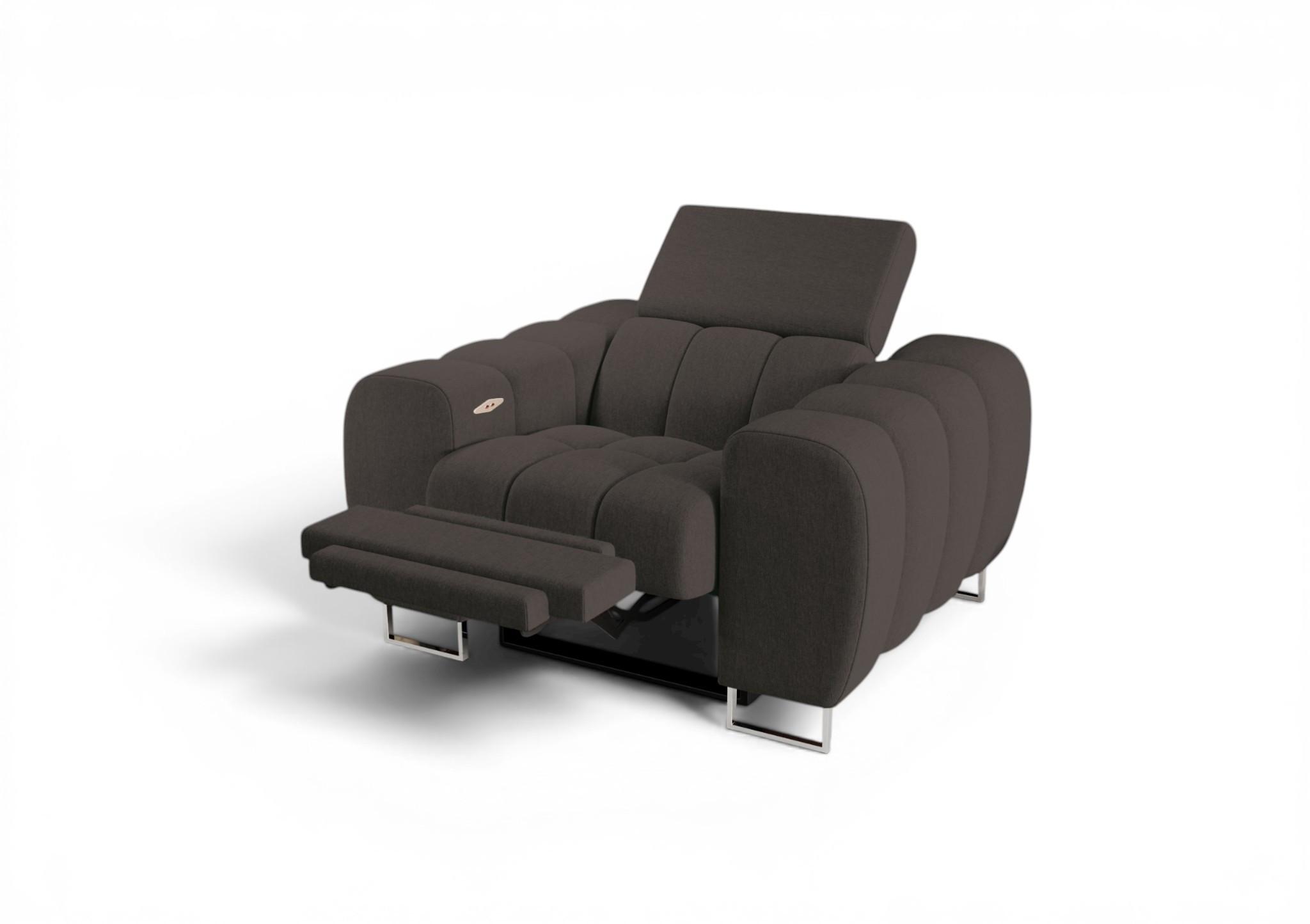 SESSEL Bastien Relax In Stoff Gemma - Dunkelgrau, Holzwerkstoff/Textil (125/95/97cm) - Fun Möbel