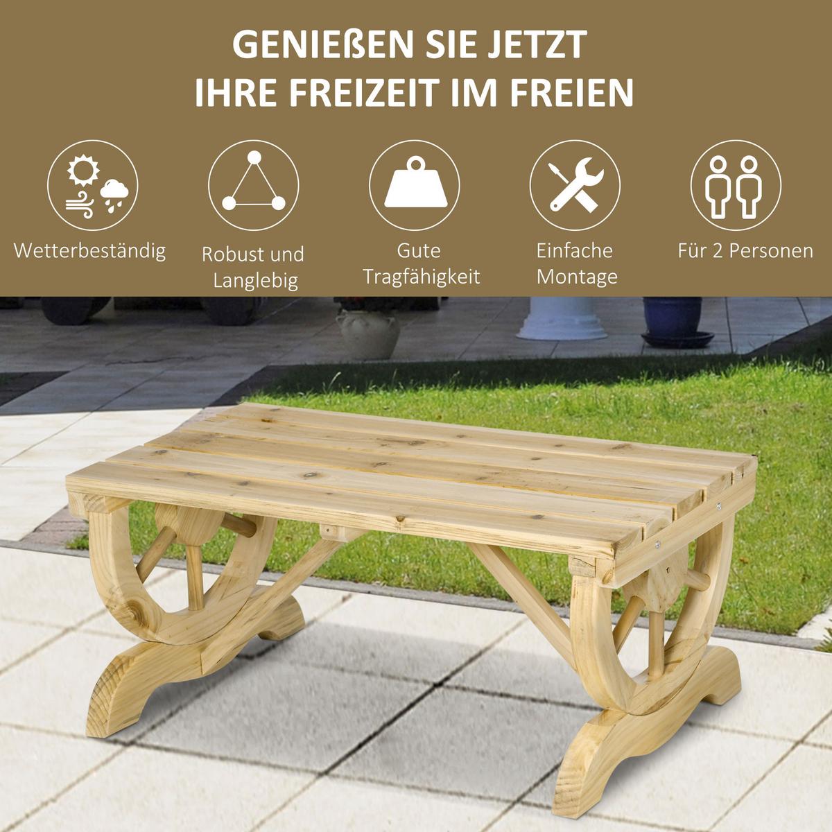 GARTENBANK, Wetterfest, Sitzbank, Gartenmöbel, Rustikale Bank, Holz, Natur - Fichtefarben, Holz (50/39.5/98cm) - Outsunny