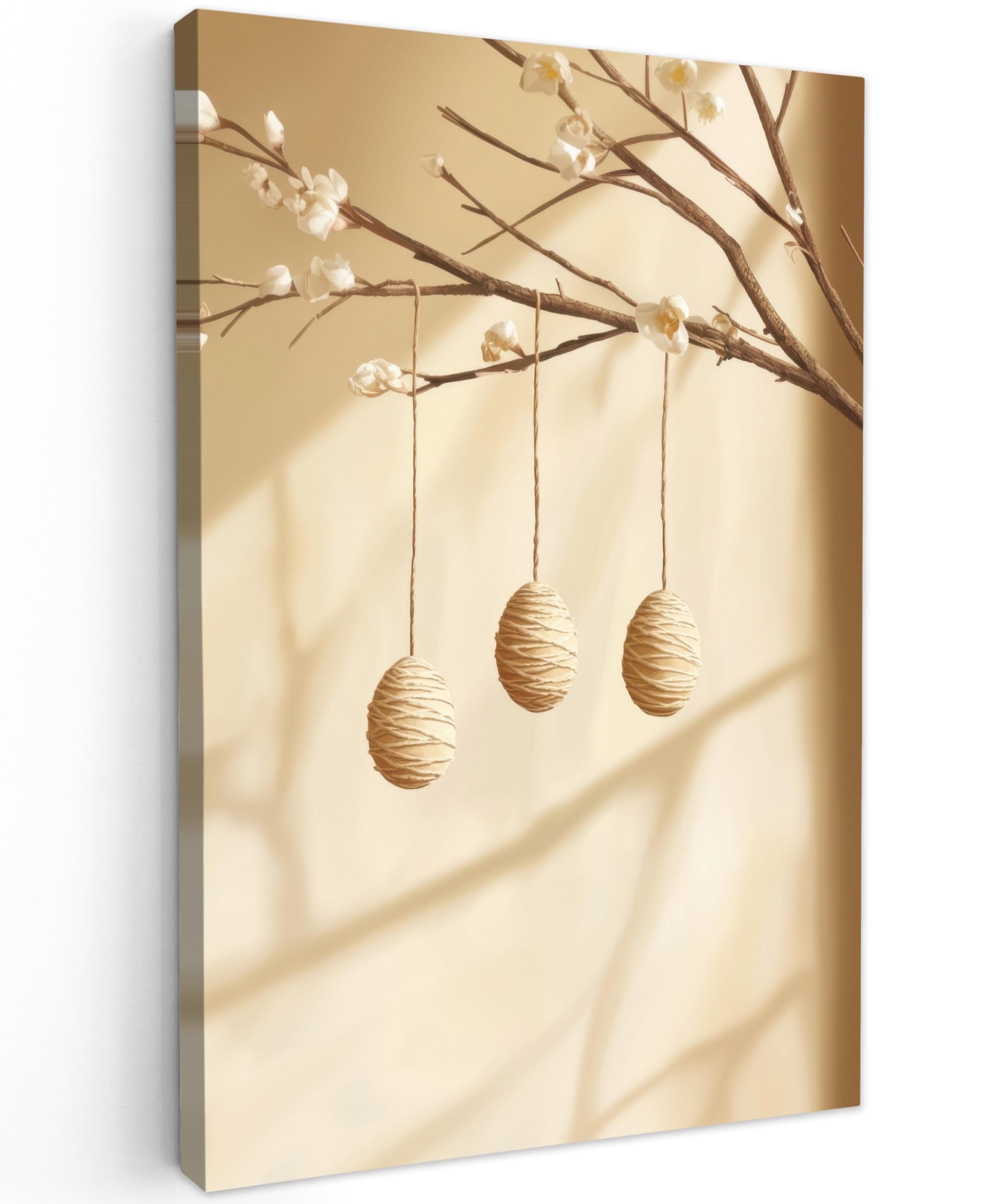 LEINWANDBILD Beige - Osterkuchen - Eier Wanddeko Schlafzimmer 60x90 cm - Beige, Textil (60/90cm) - MuchoWow