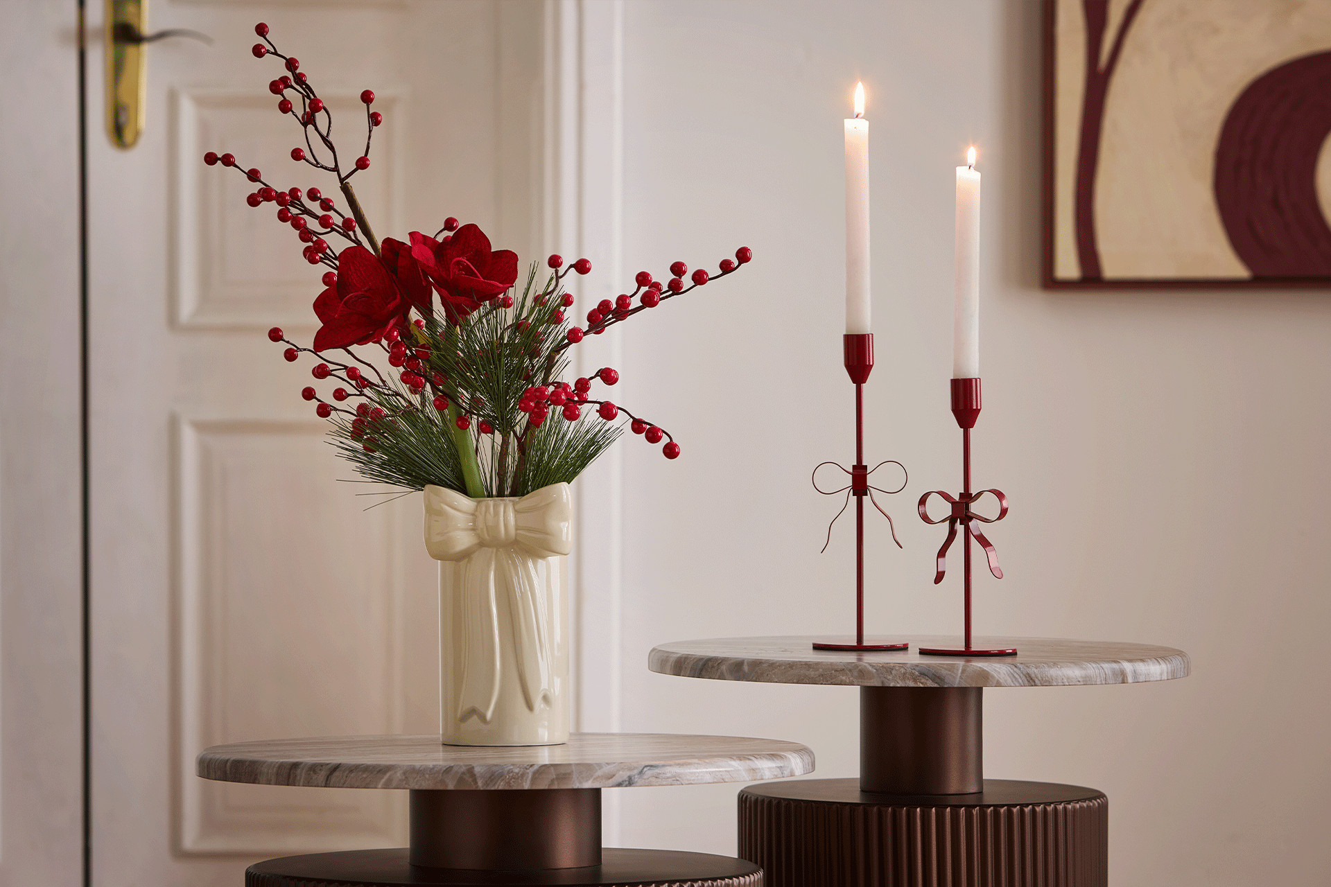 Burgundy Bow Dekoration – Edle Weihnachtsakzente