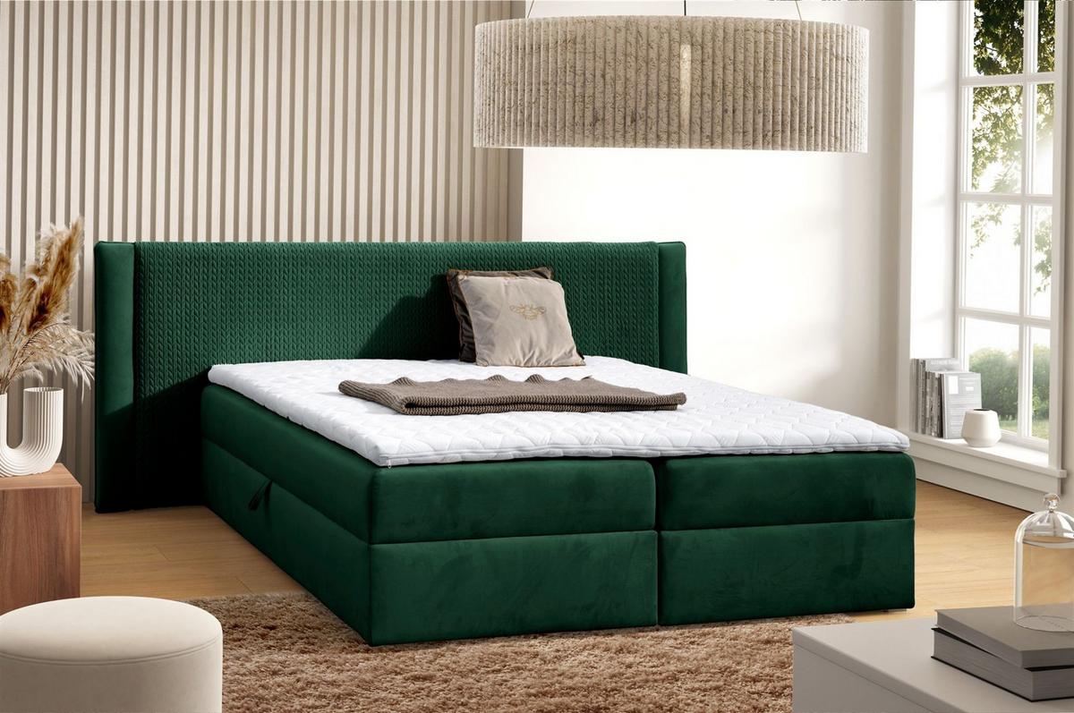 BOXBETT Cedric In Magic Velvet - Dunkelgrün, Holzwerkstoff/Textil (160/200cm) - Fun Möbel
